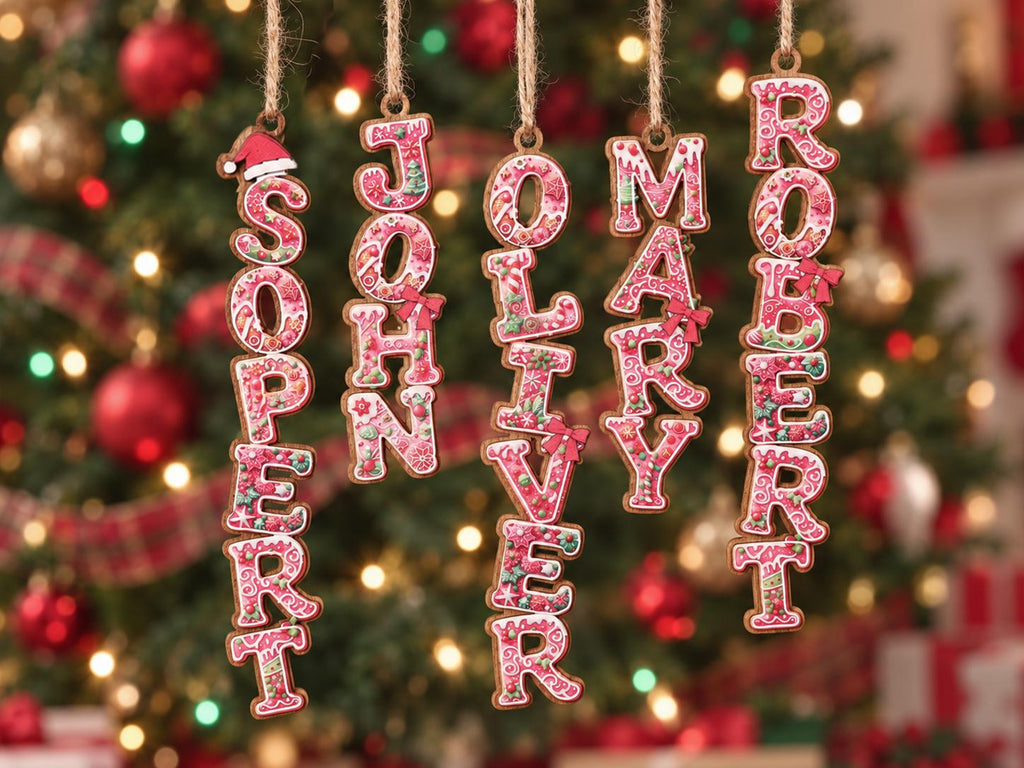 Personalized Gingerbread Letter Wooden Name Ornament