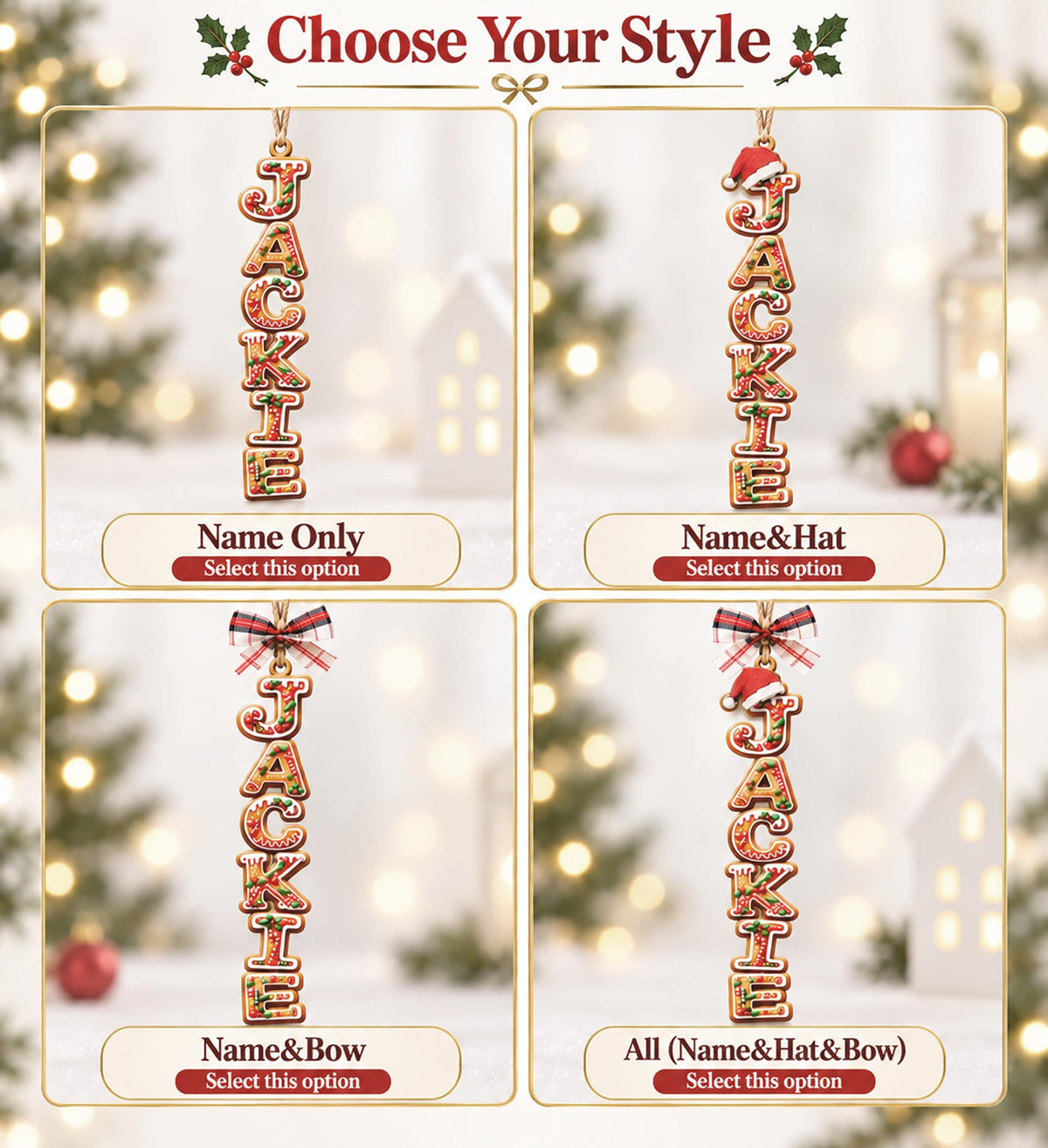 Personalized Gingerbread Letter Wooden Name Ornament