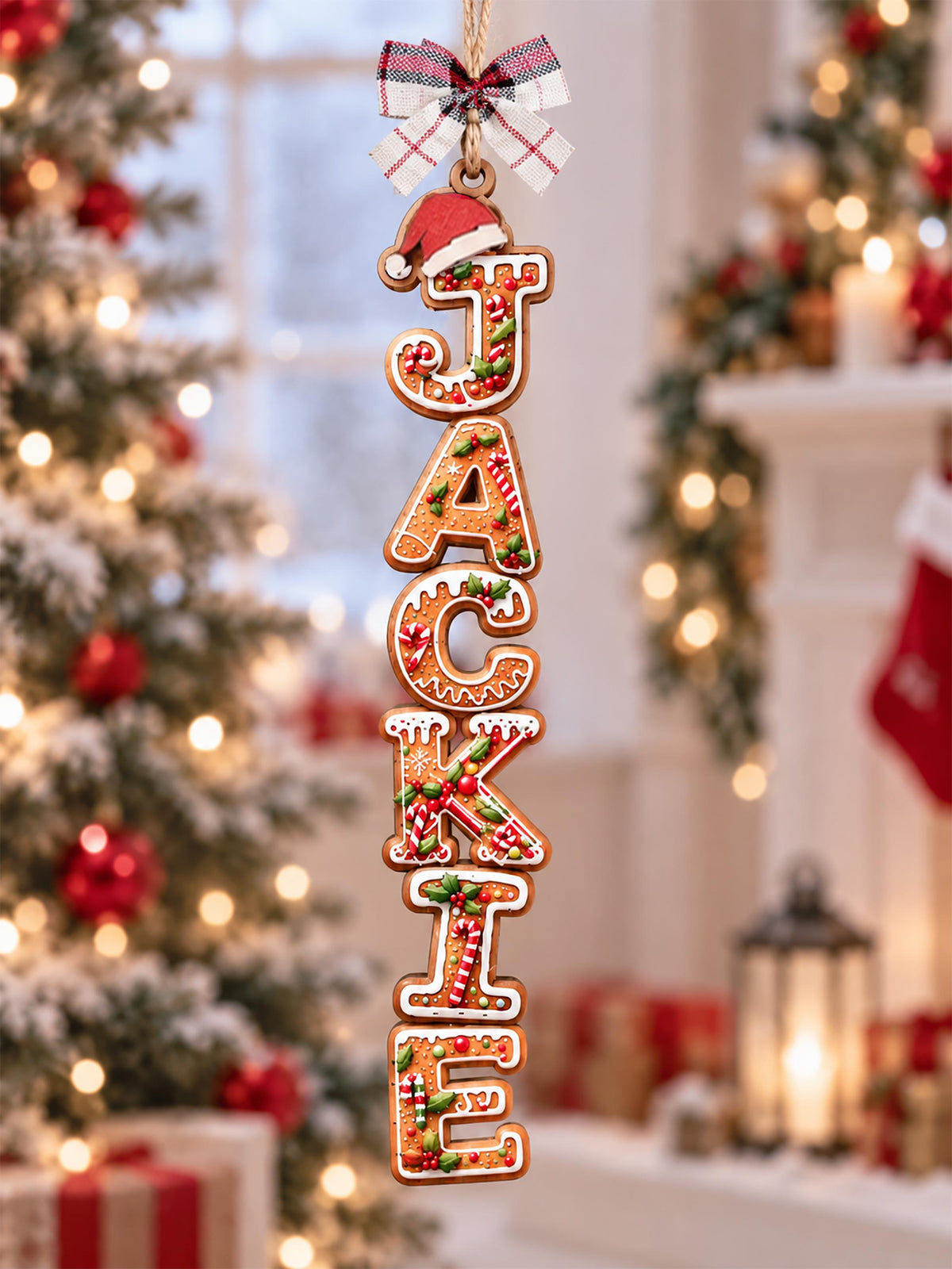 Personalized Gingerbread Letter Wooden Name Ornament