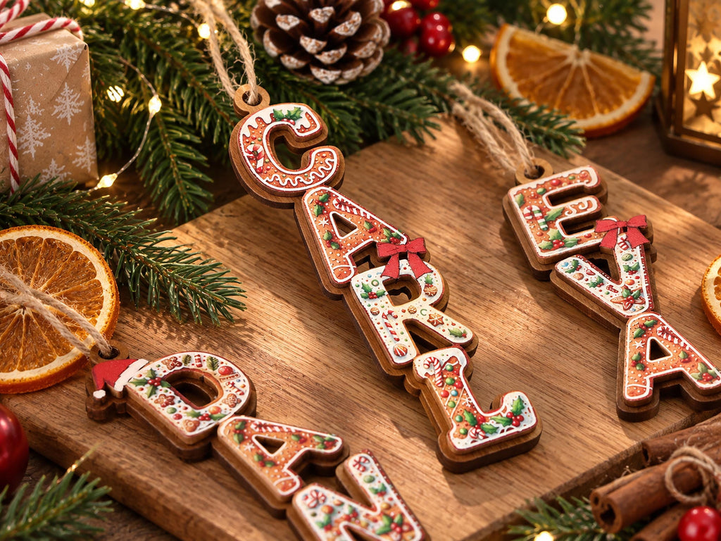 Personalized Gingerbread Name Wooden Christmas Ornament