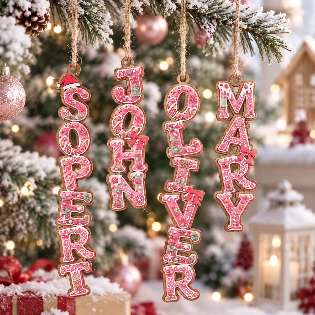 Personalized Gingerbread Name Wooden Christmas Ornament