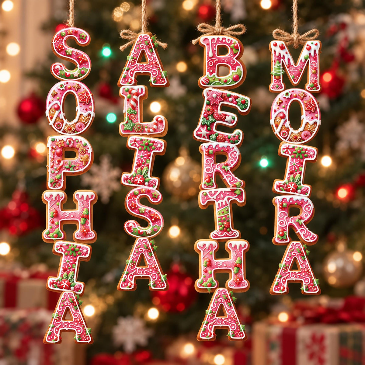 Personalized Gingerbread Name Wooden Christmas Ornament