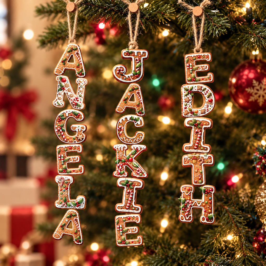 Personalized Gingerbread Name Wooden Christmas Ornament