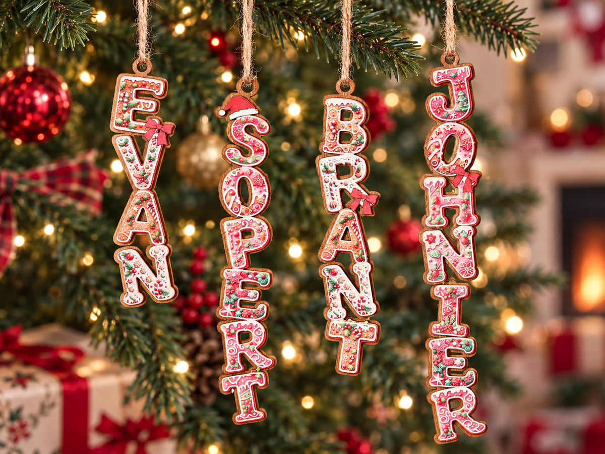 Personalized Gingerbread Letter Wooden Name Ornament