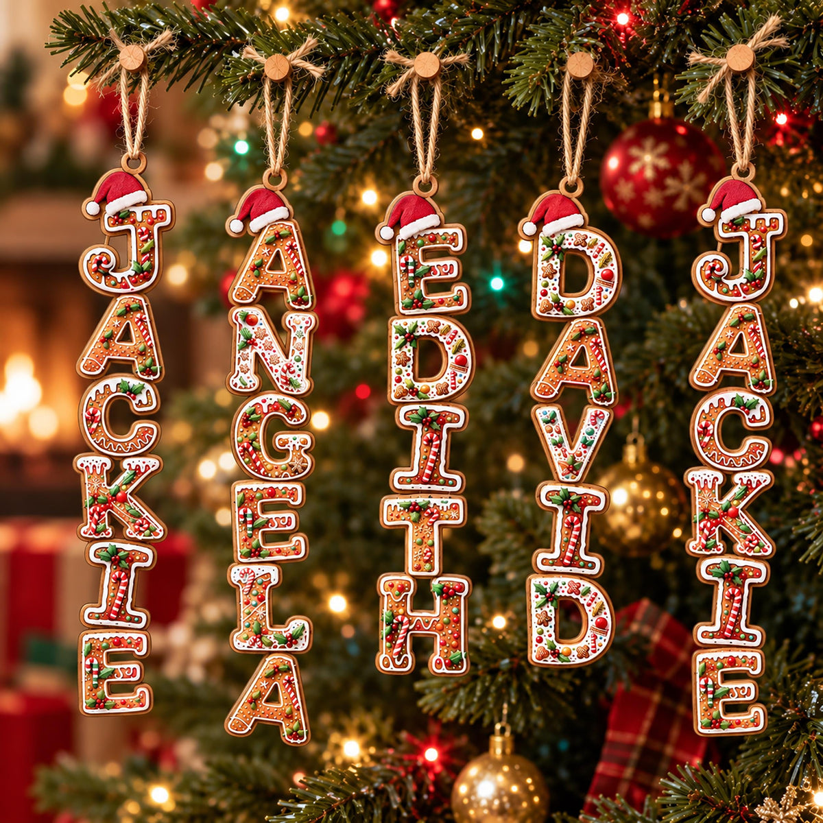 Personalized Gingerbread Name Wooden Christmas Ornament