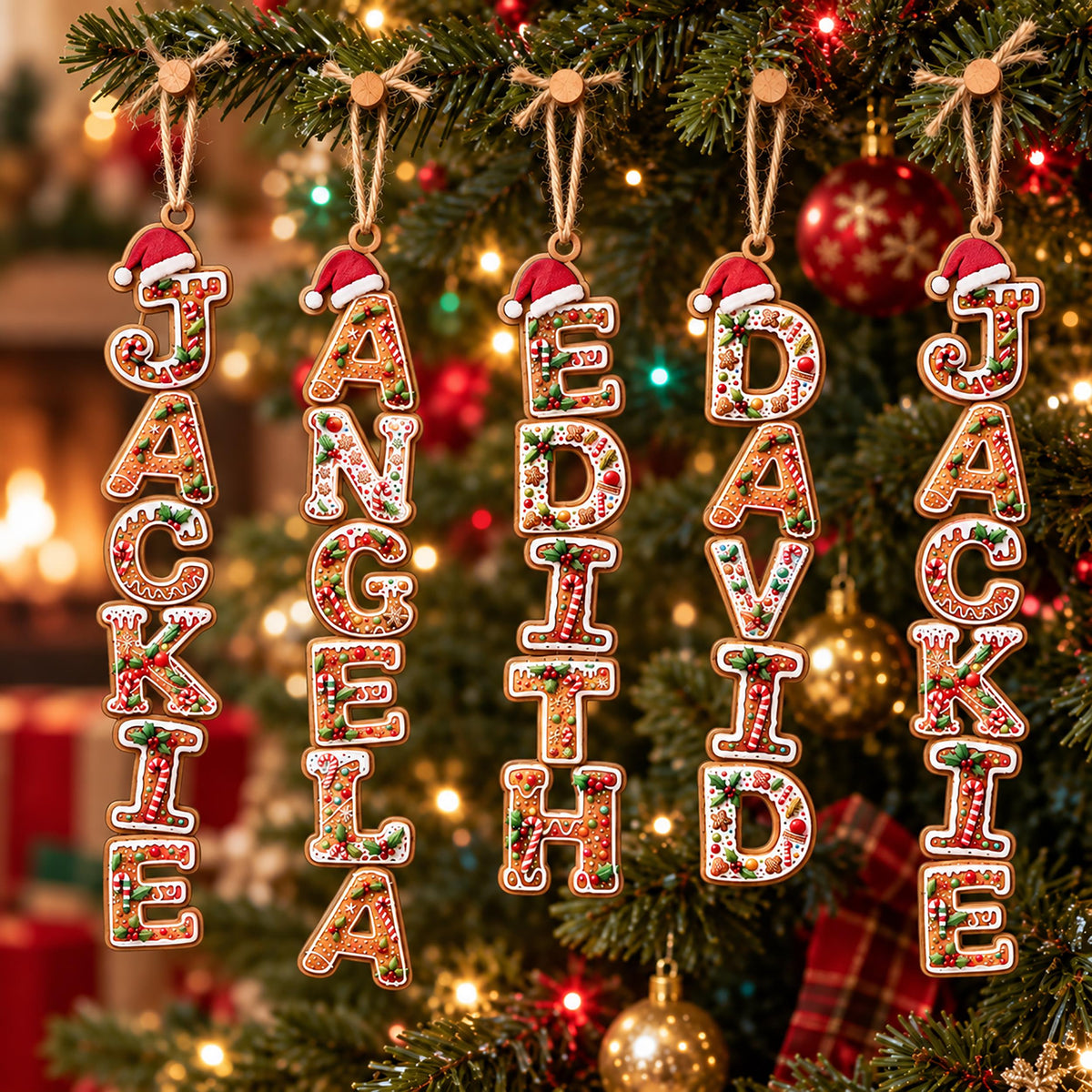 Personalized Gingerbread Letter Wooden Name Ornament