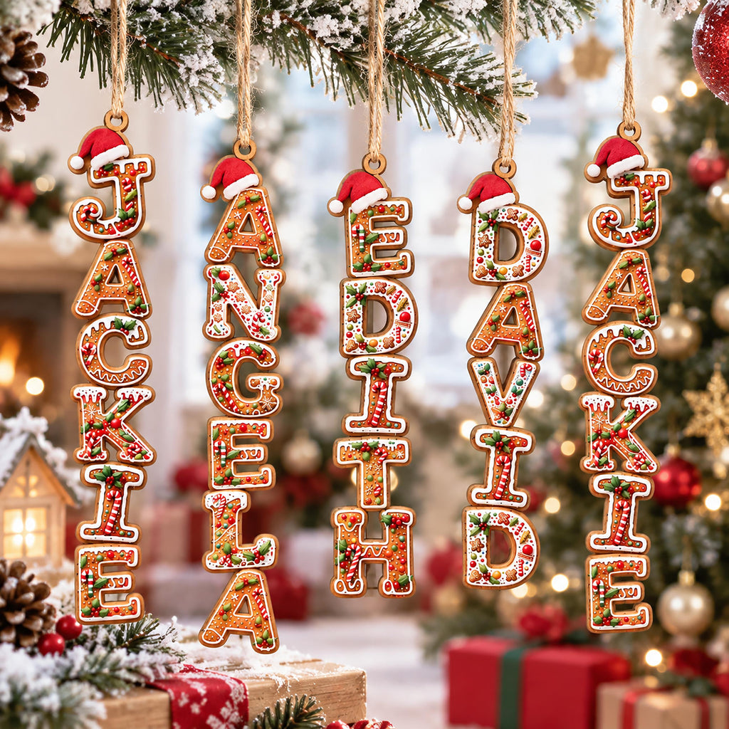 Personalized Gingerbread Letter Wooden Name Ornament