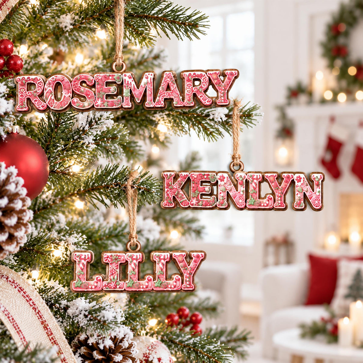 Personalized Gingerbread Name Wooden Christmas Ornament