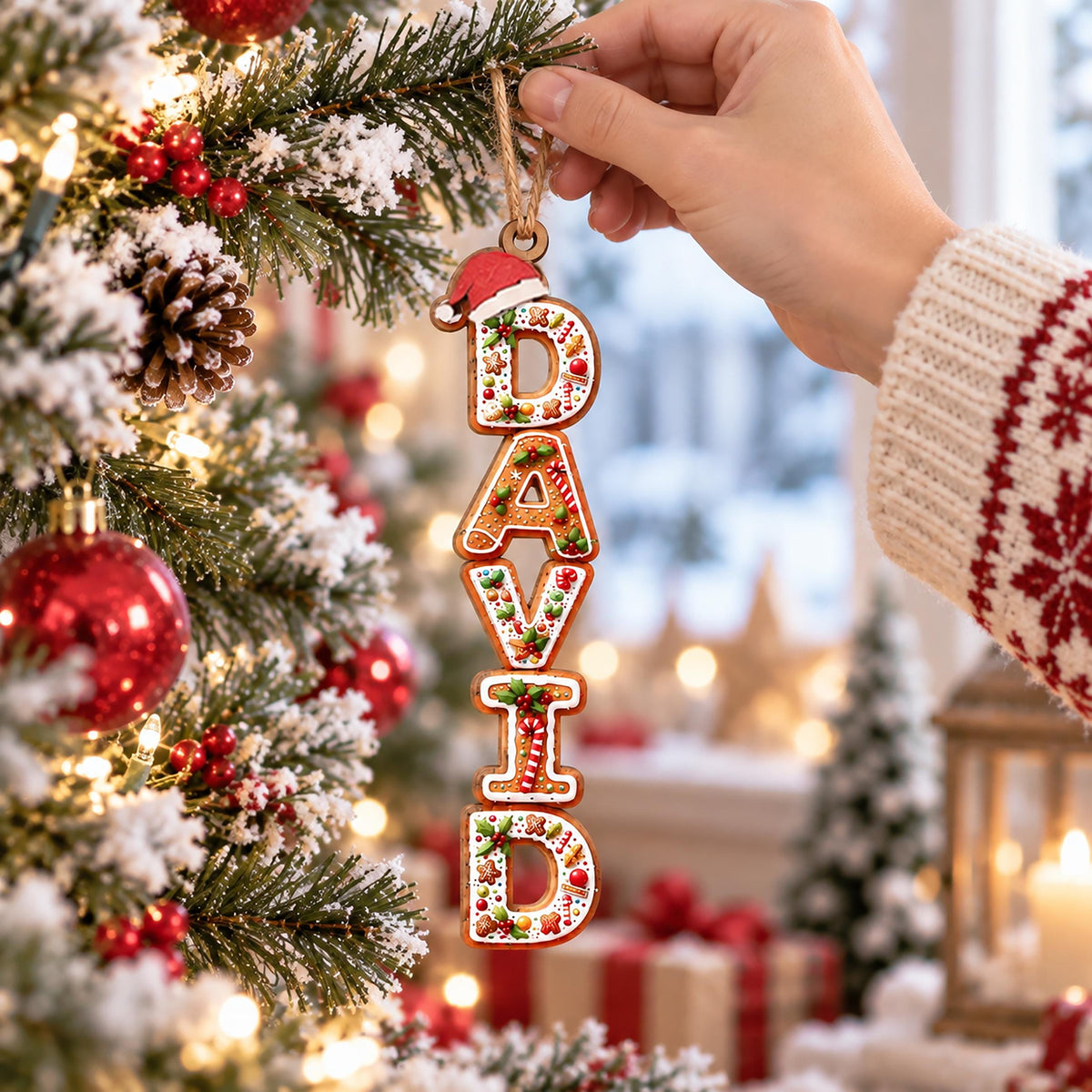 Personalized Gingerbread Name Wooden Christmas Ornament