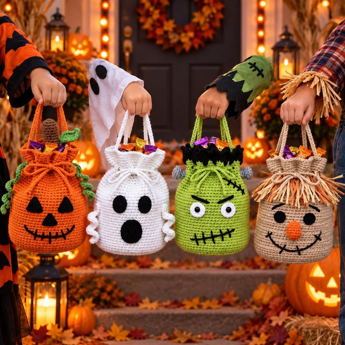 Crochet Halloween Drawstring Treat Bag