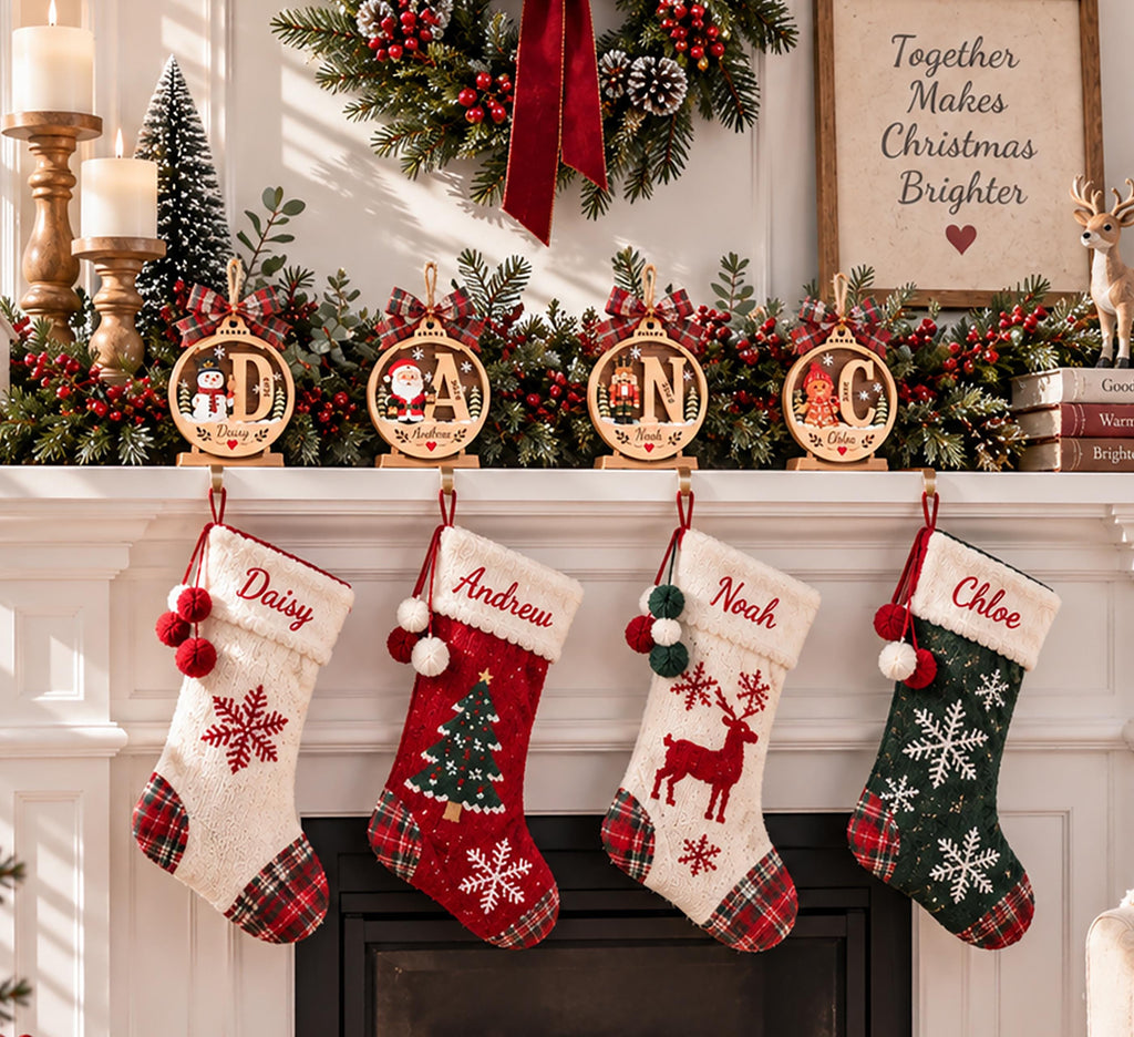 Personalized Festive Initial Wooden Christmas Ornament