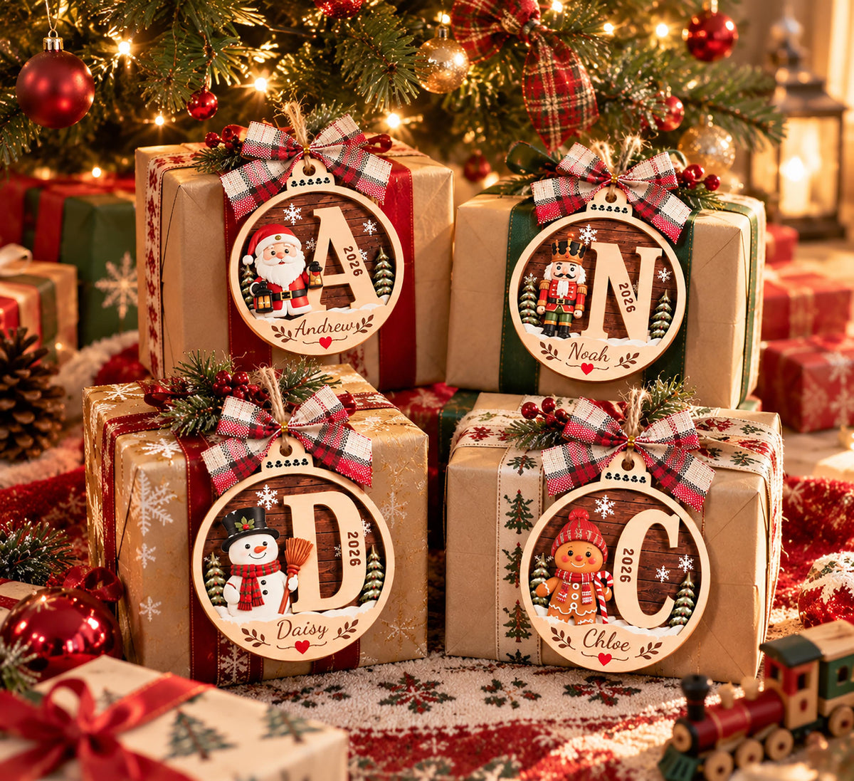 Personalized Holiday Character Initial Ornament