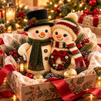 Crochet Snowman Couple Christmas Decor