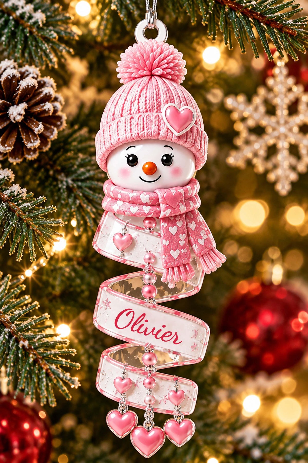 Custom Name Snowman Christmas Tree Ornament