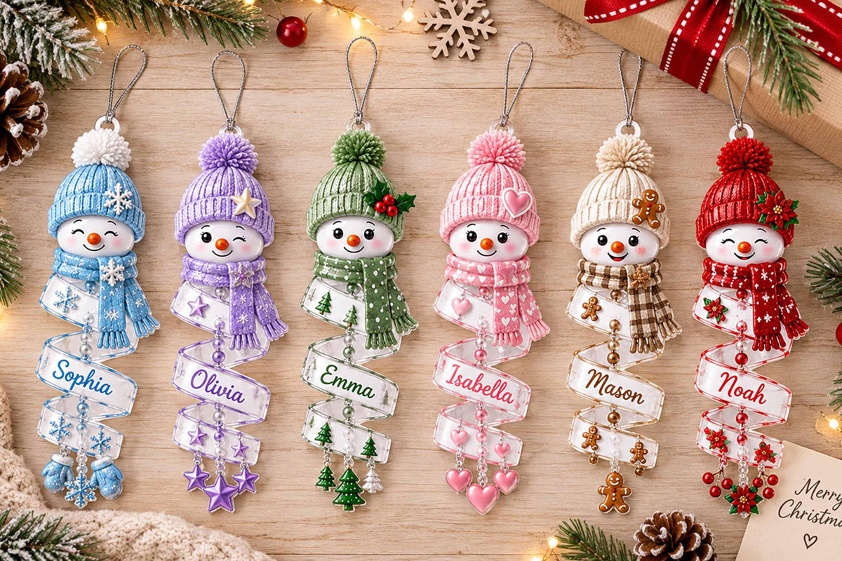 Custom Name Snowman Christmas Tree Ornament