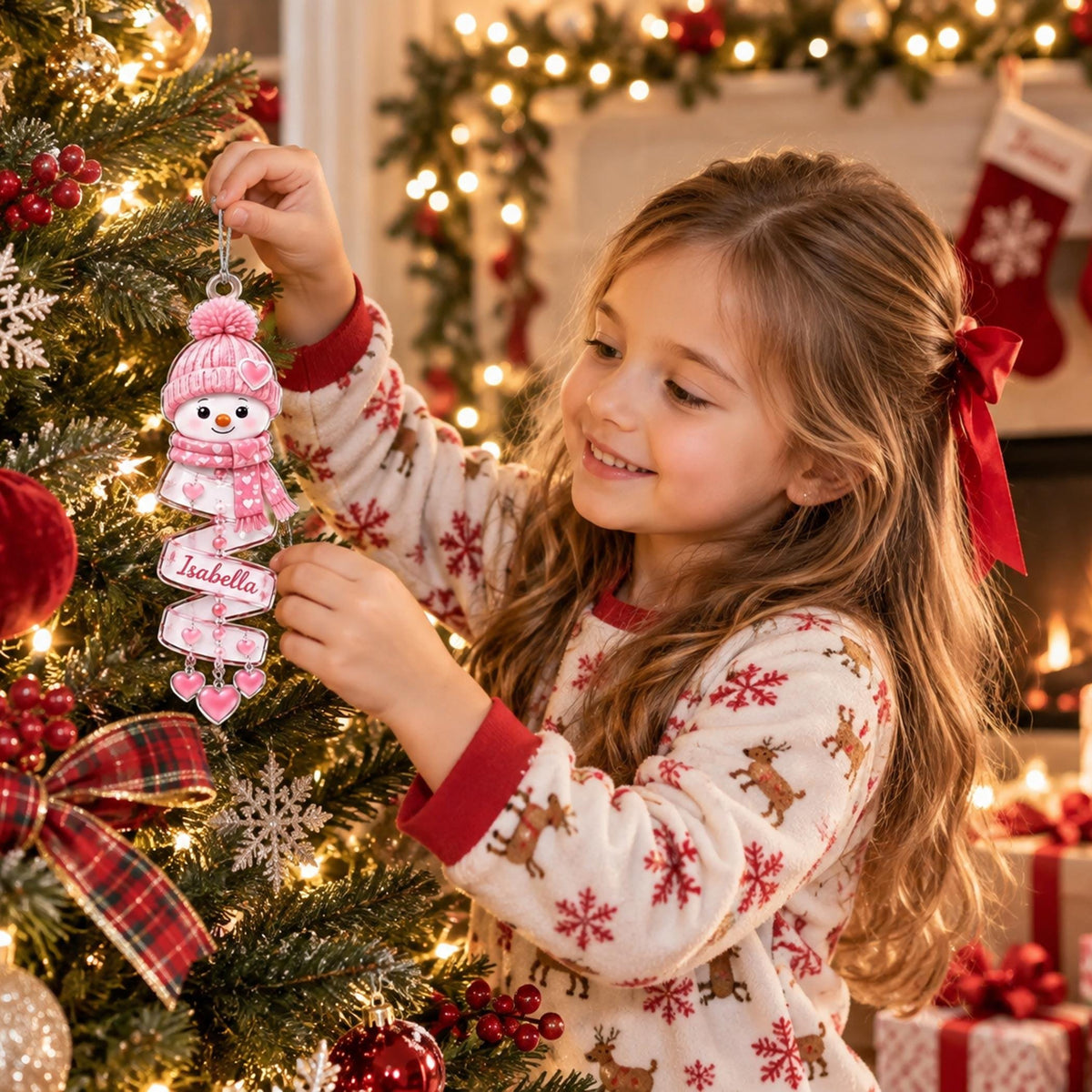 Custom Name Snowman Christmas Tree Ornament