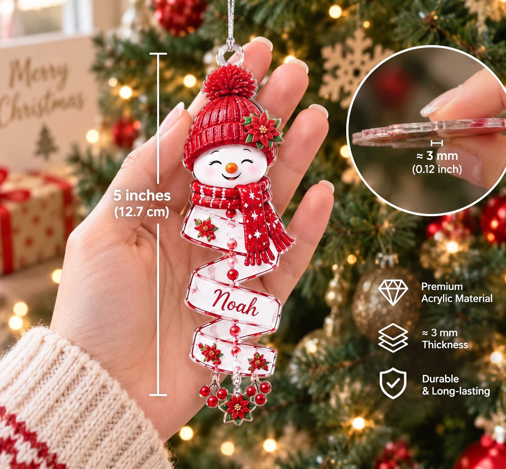 Custom Name Snowman Christmas Tree Ornament