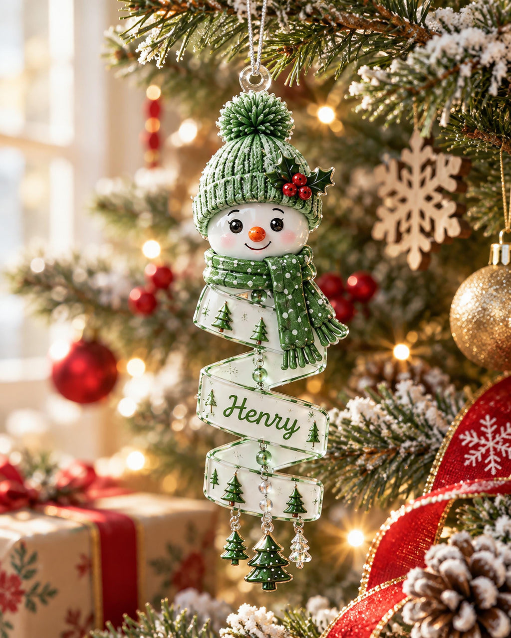 Personalized Snowman Custom Name Christmas Ornament