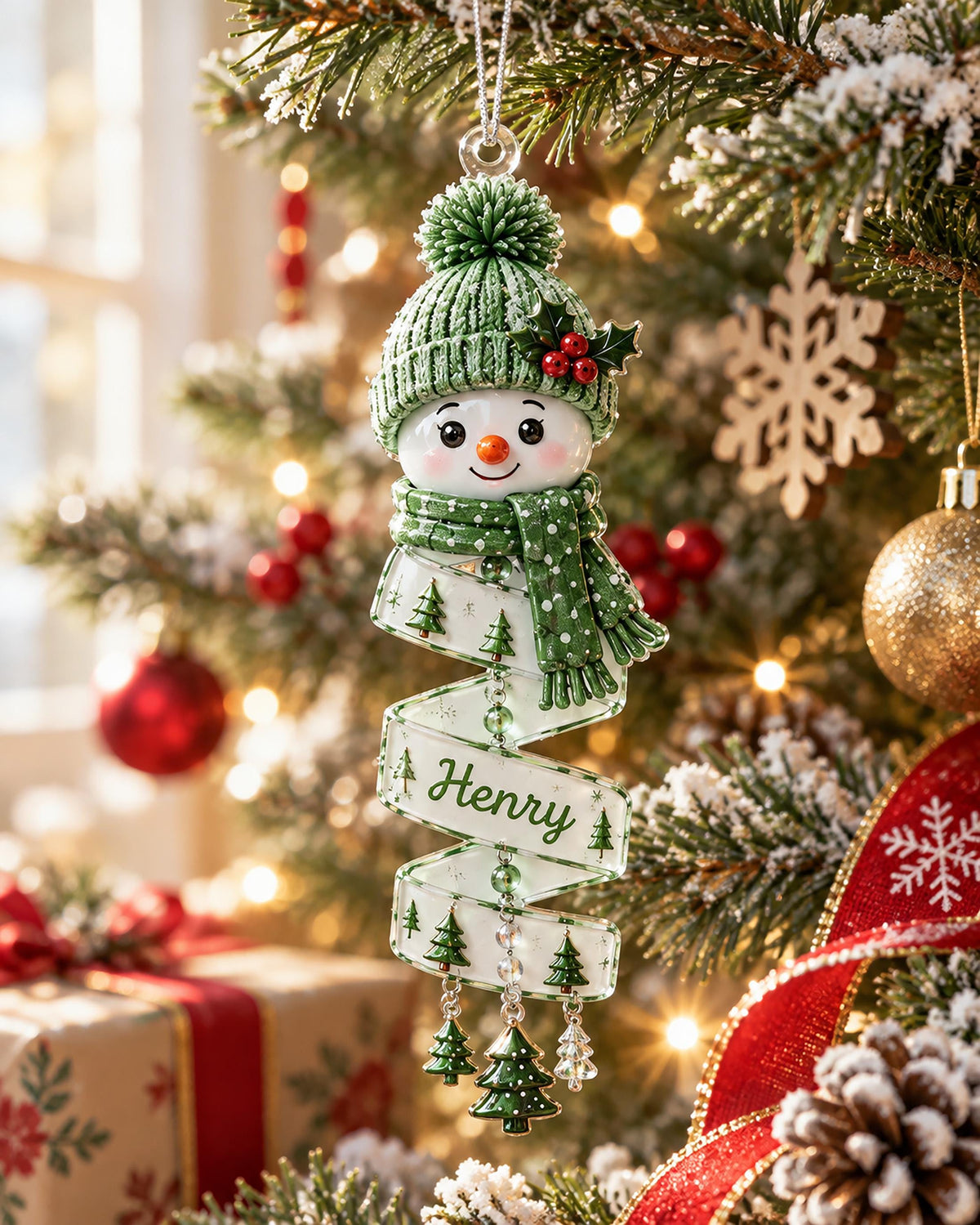 Personalized Snowman Custom Name Christmas Ornament