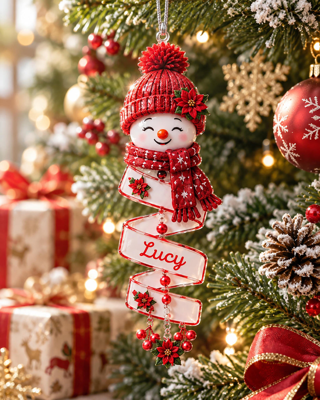 Personalized Snowman Custom Name Christmas Ornament