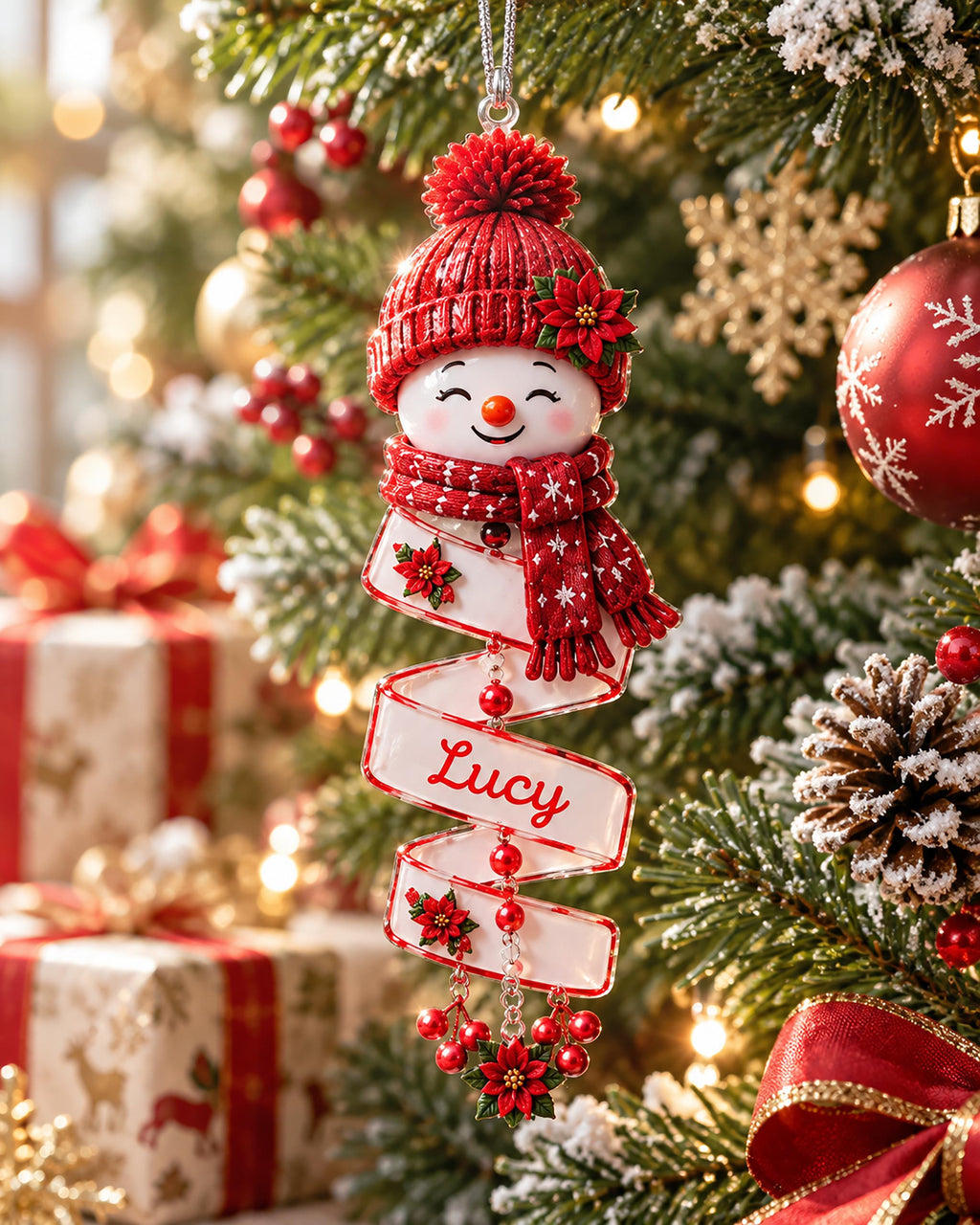 Personalized Snowman Name Christmas Tree Ornament