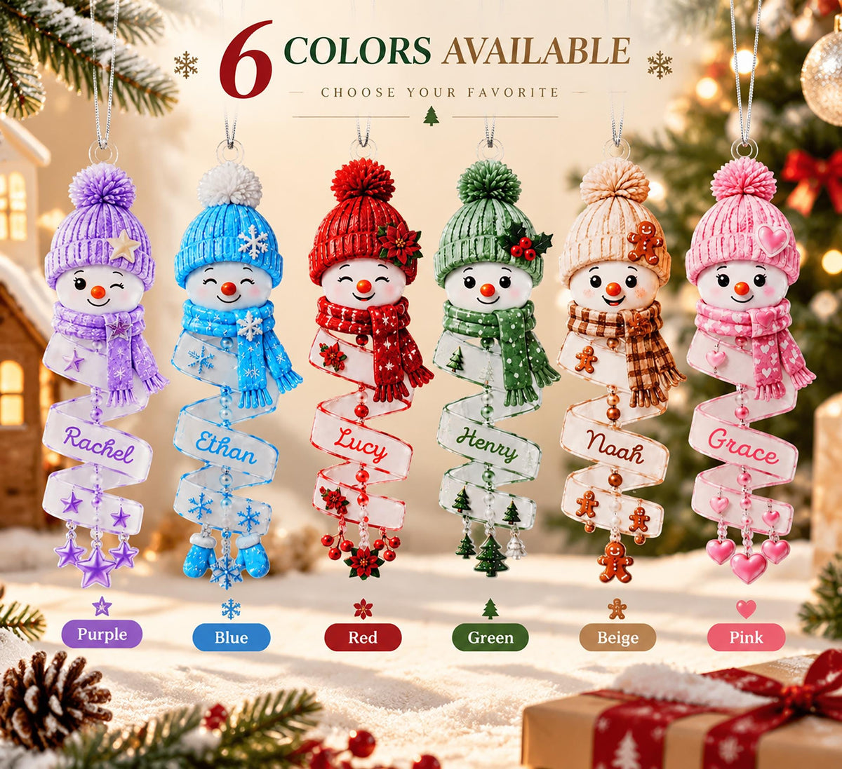 Personalized Snowman Custom Name Christmas Ornament