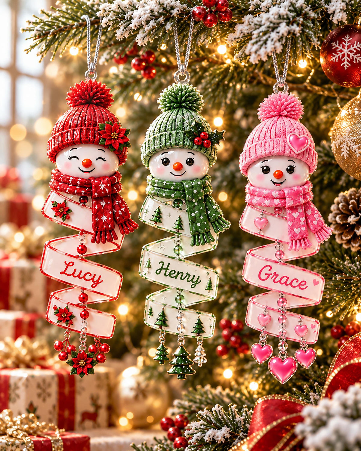 Personalized Snowman Custom Name Christmas Ornament