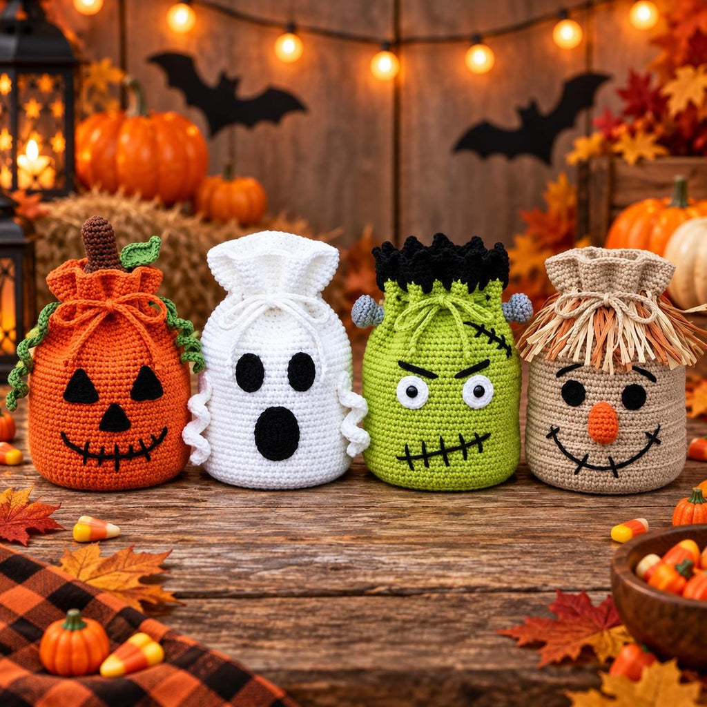 Crochet Halloween Drawstring Treat Bag