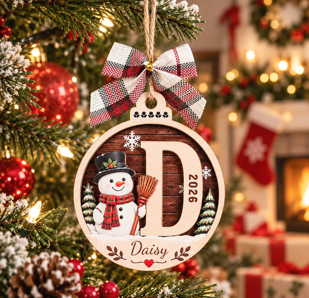 Personalized Holiday Character Initial Ornament