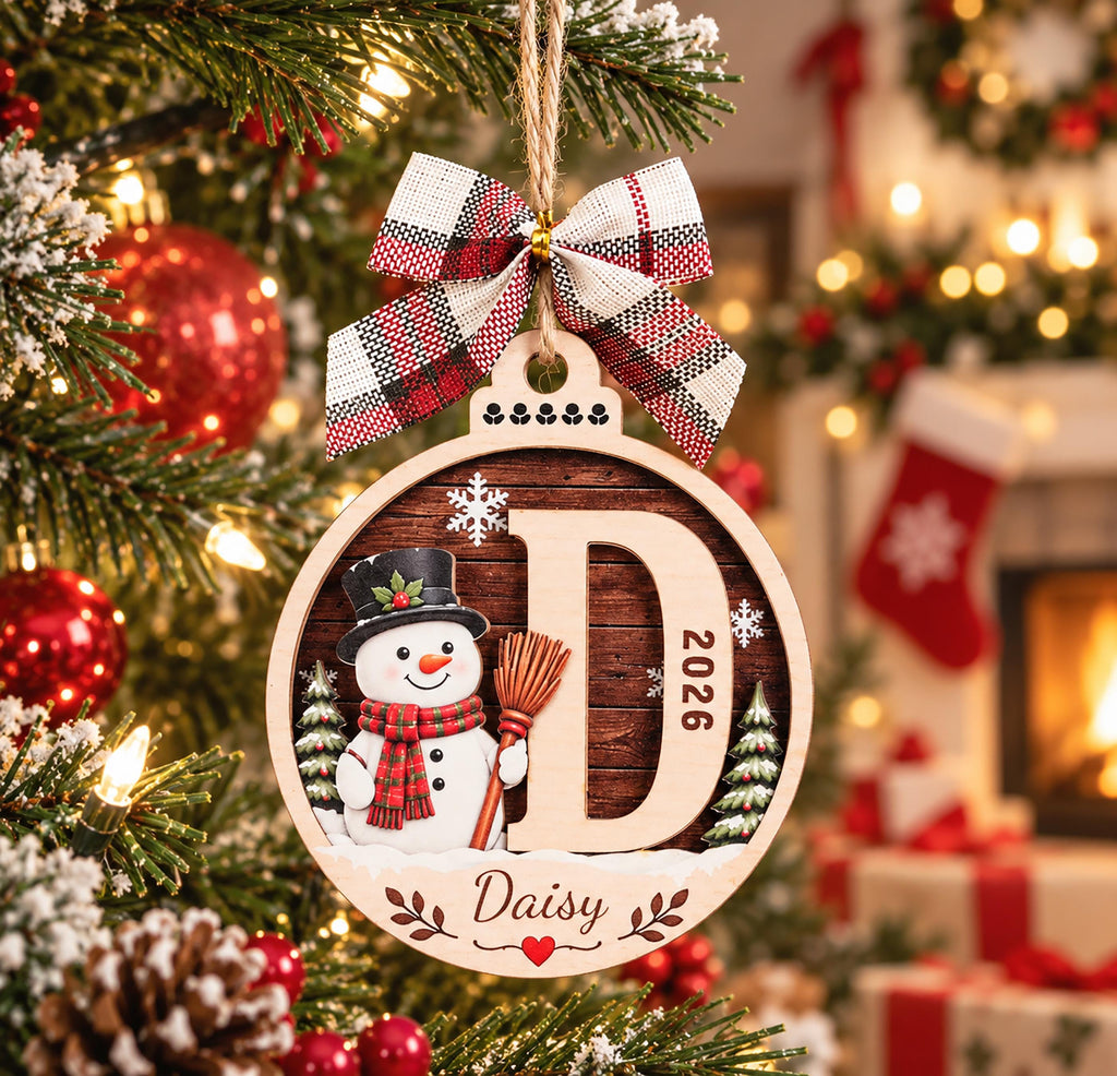 Personalized Initial Wooden Christmas Ornament
