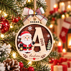 Personalized Festive Initial Wooden Christmas Ornament