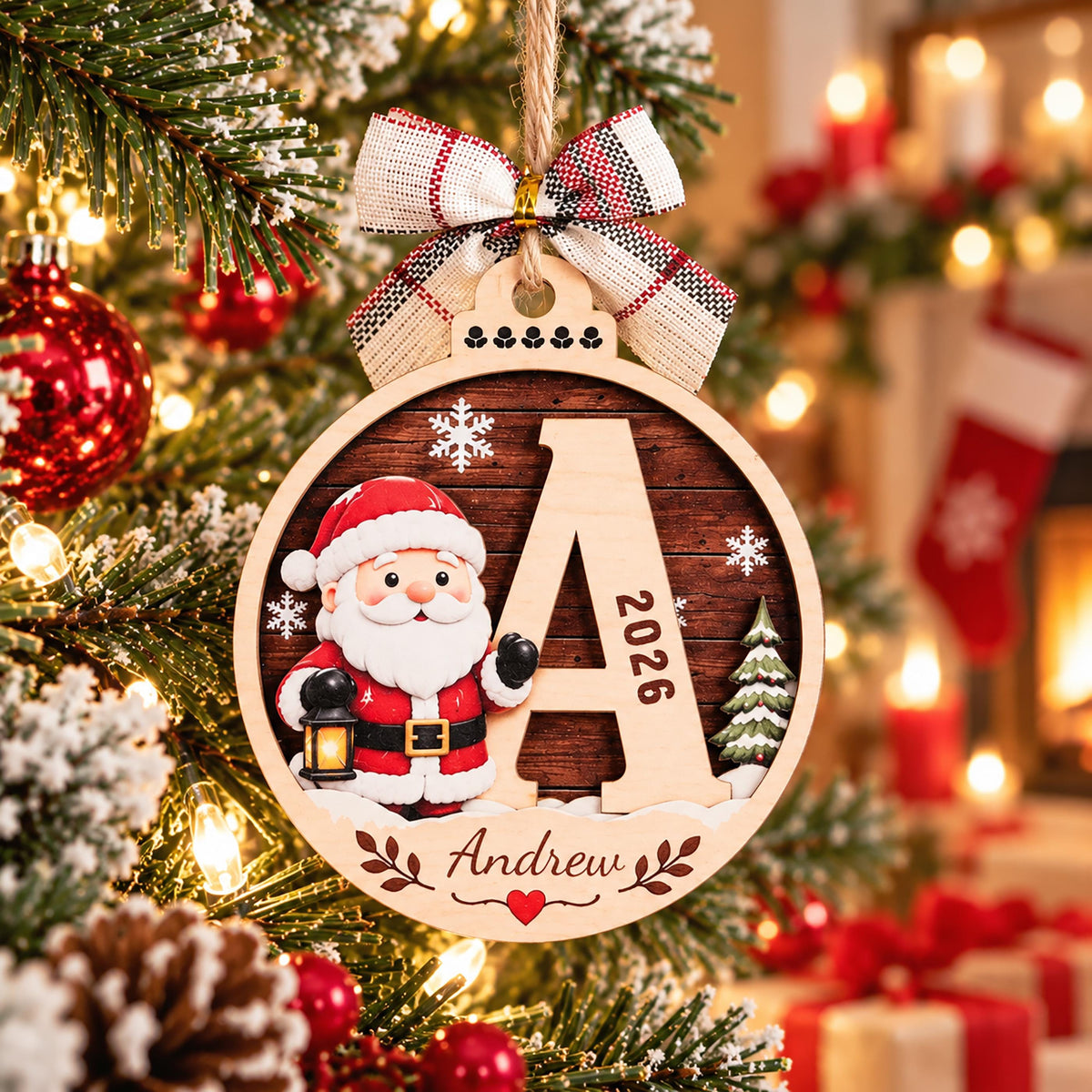 Personalized Holiday Character Initial Ornament