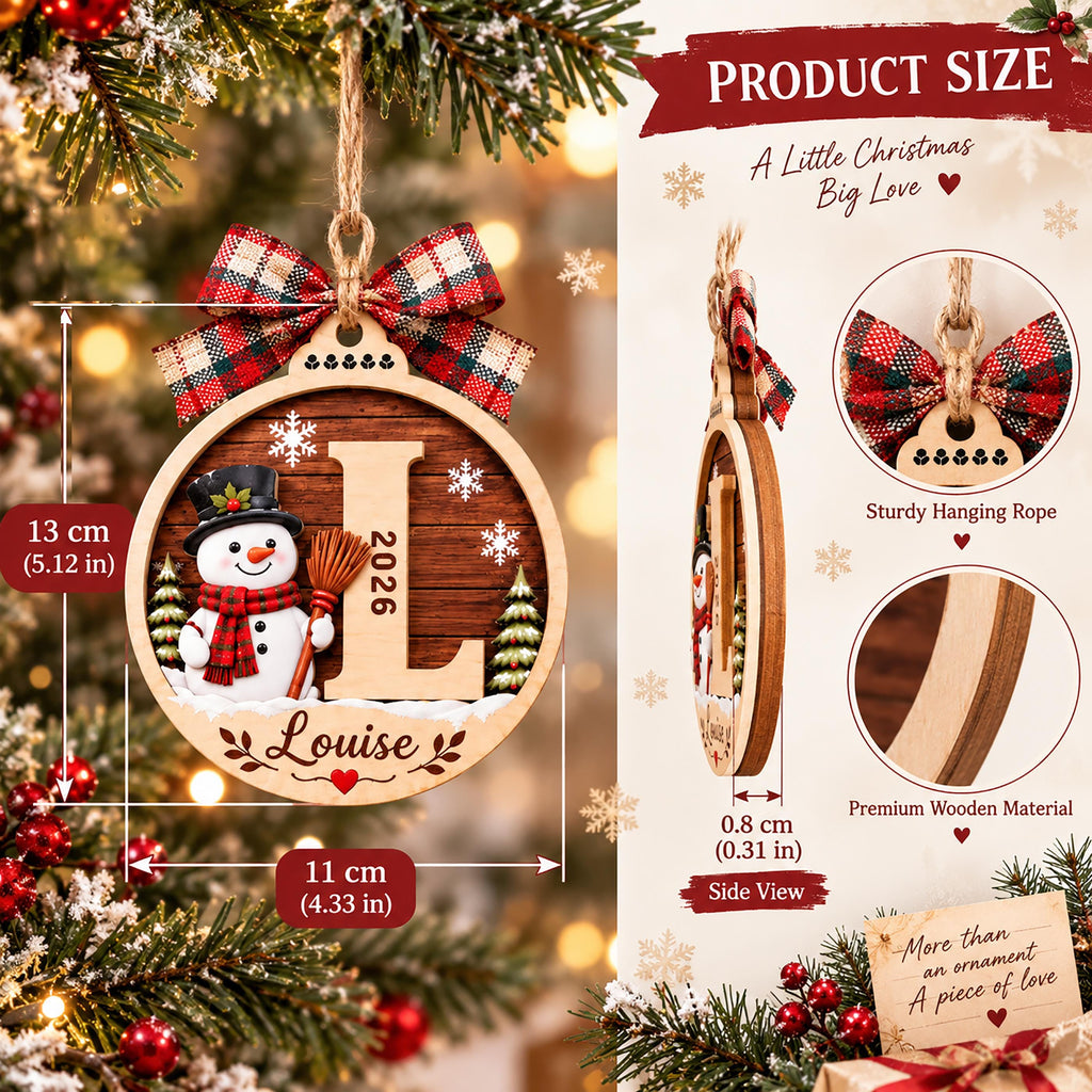 Personalized Initial Wooden Christmas Ornament