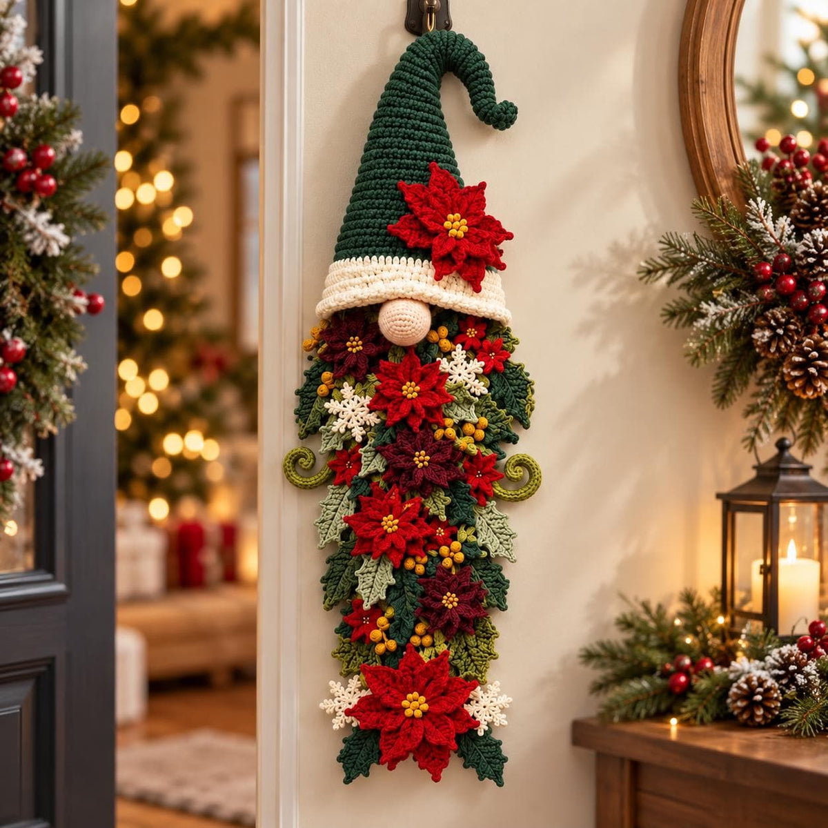 Crochet Christmas Gnome Door Hanger