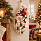 Crochet Poinsettia Christmas Gnome Wall Hanging