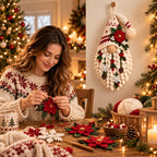 Crochet Poinsettia Christmas Gnome Wall Hanging