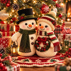 Crochet Snowman Couple Christmas Decor