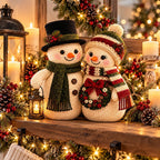 Crochet Snowman Couple Christmas Decor