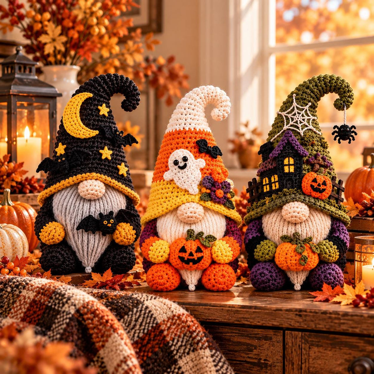 Crochet Halloween Gnome Decor