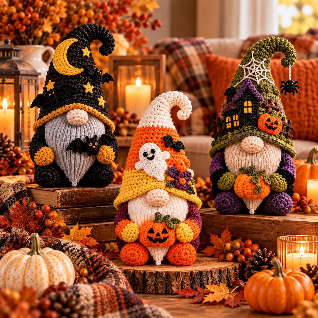 Crochet Halloween Gnome Decor