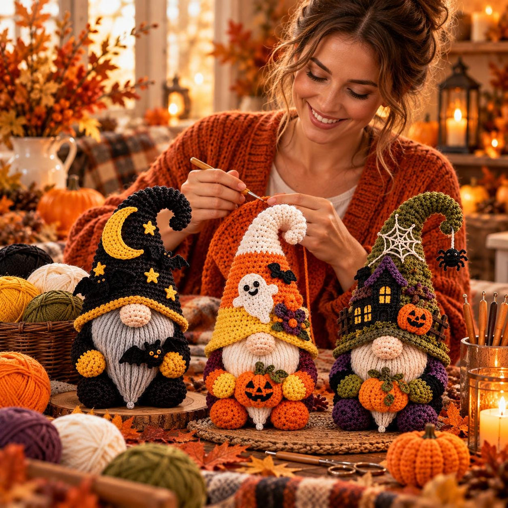 Crochet Halloween Gnome Decor