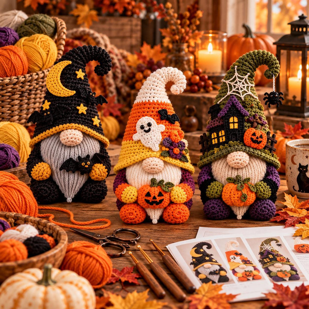 Crochet Halloween Gnome Decor