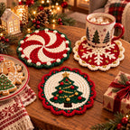 Crochet Holly Christmas Coaster