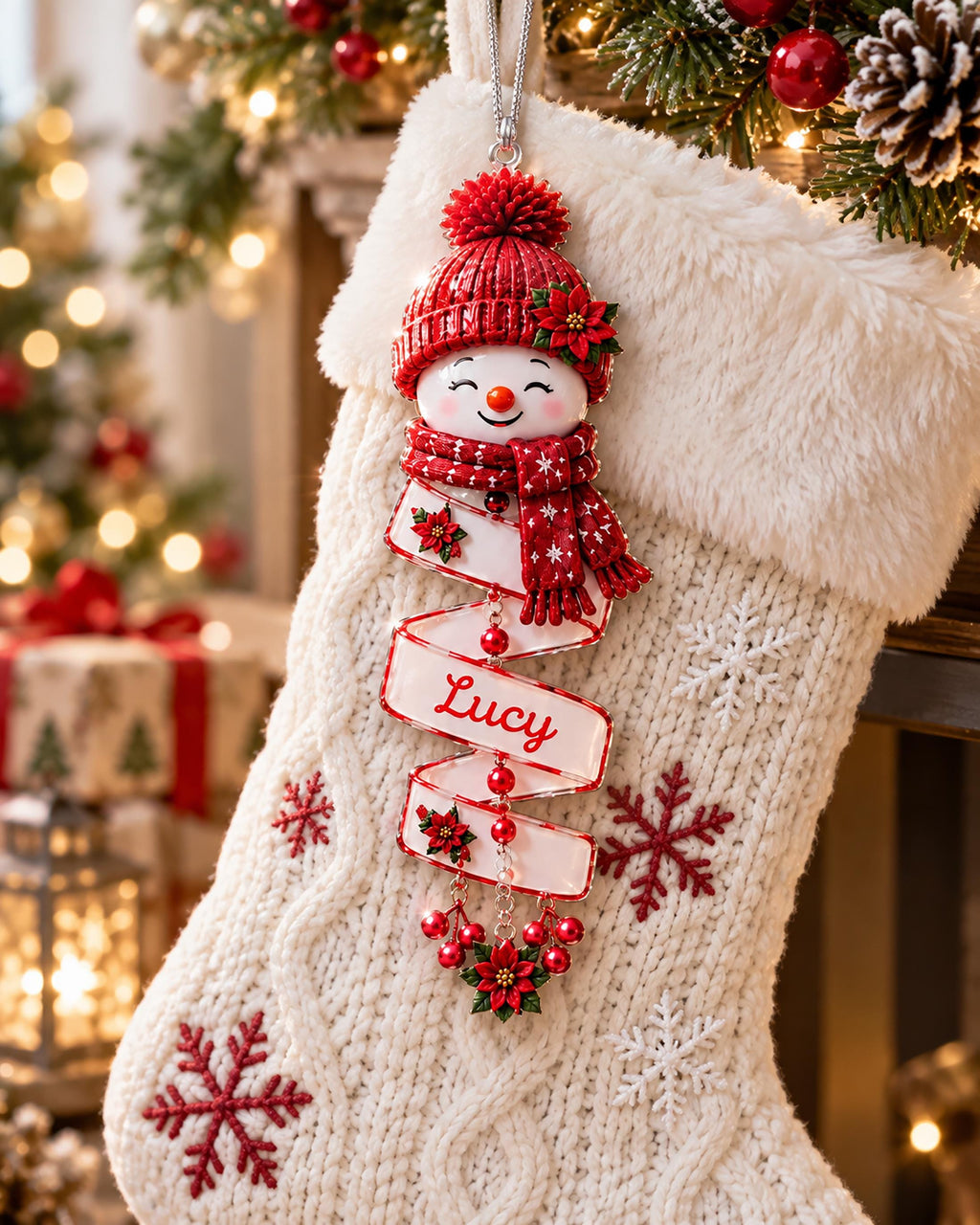 Personalized Snowman Custom Name Christmas Ornament
