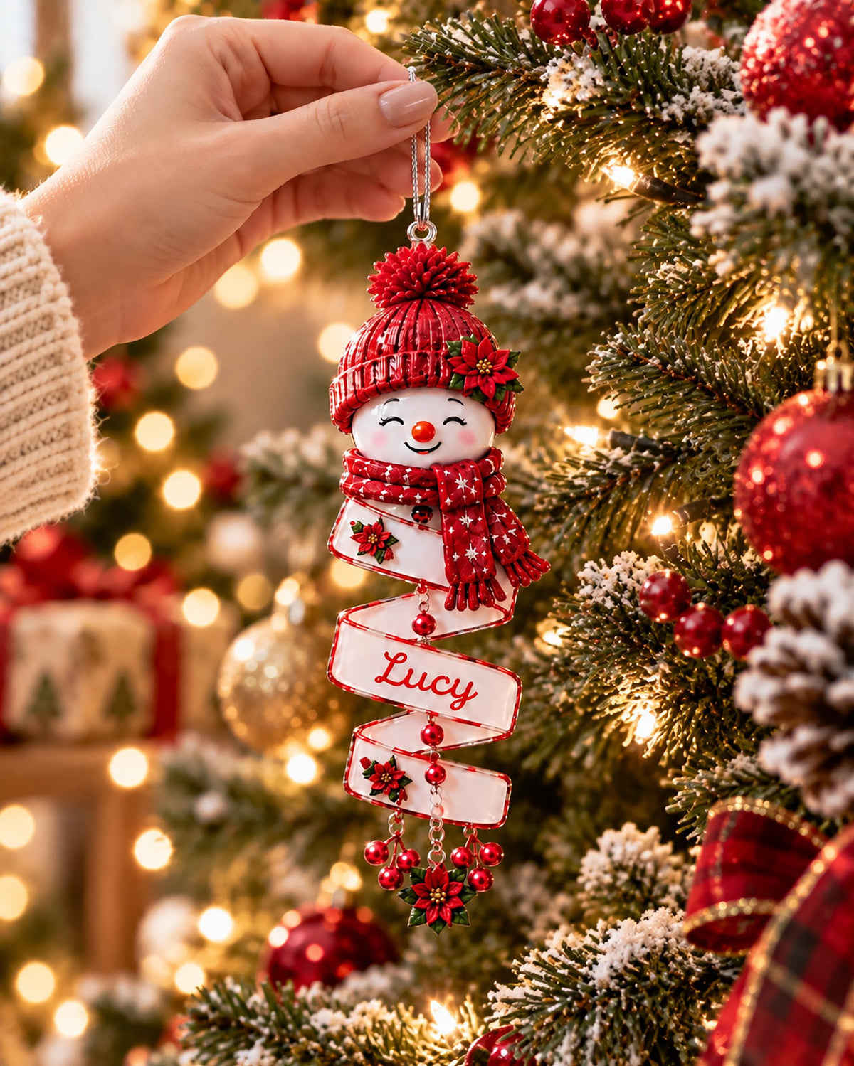 Personalized Snowman Custom Name Christmas Ornament