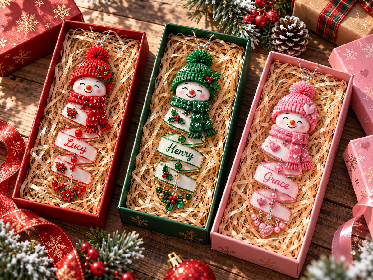 Personalized Snowman Name Christmas Tree Ornament