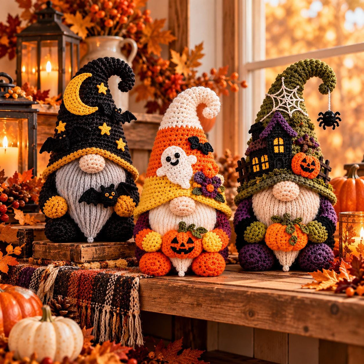 Crochet Halloween Gnome Decor