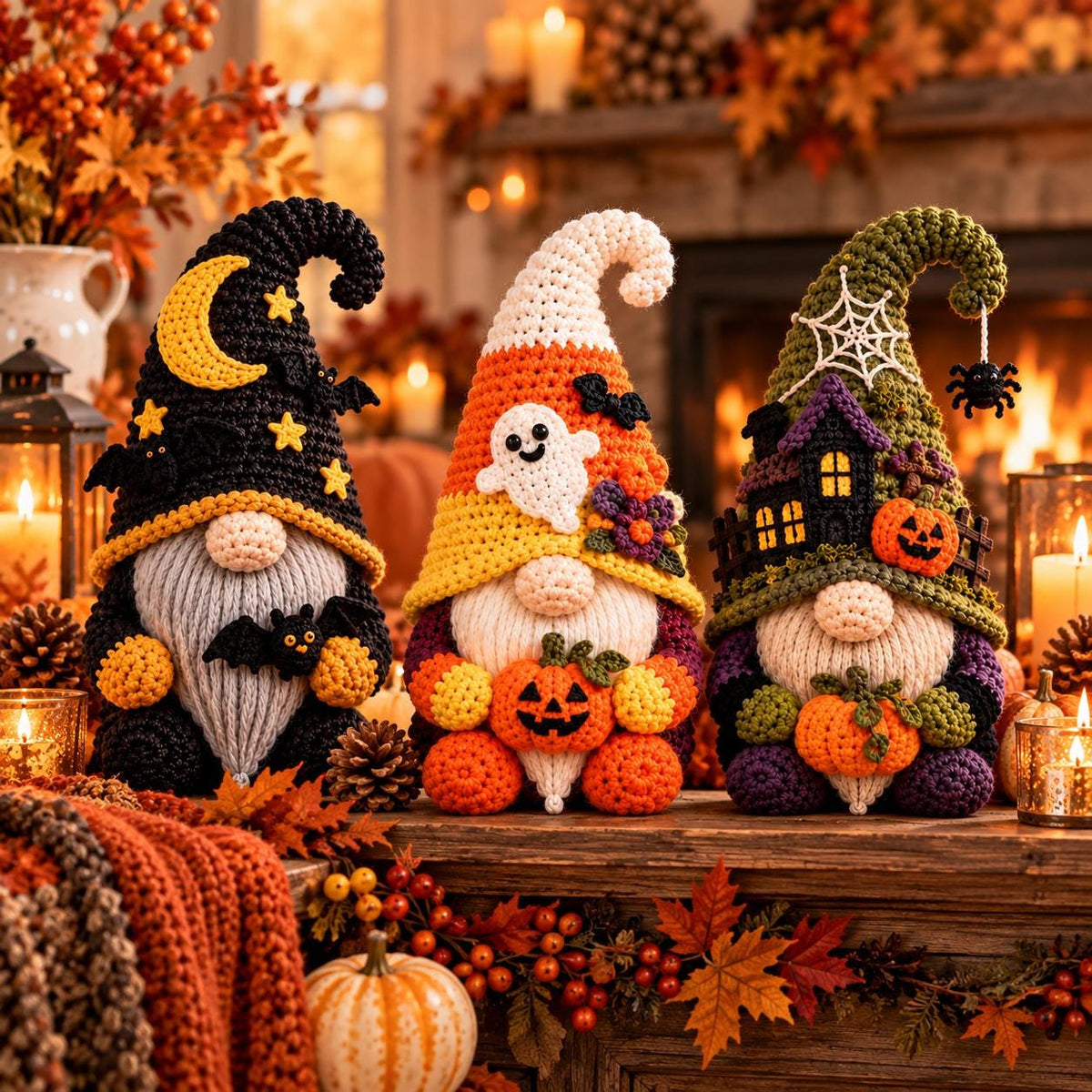 Crochet Halloween Gnome Decor