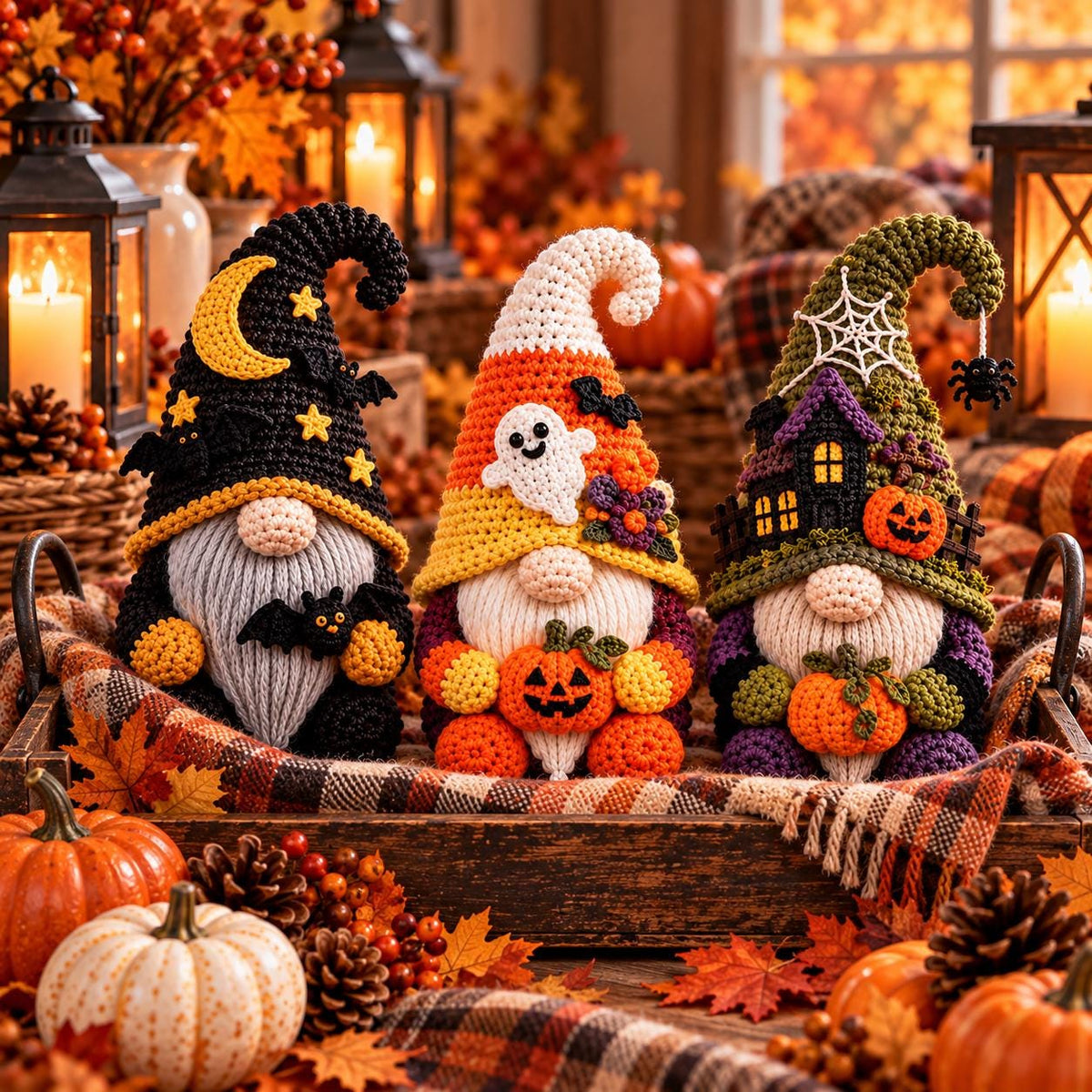 Crochet Halloween Gnome Decor