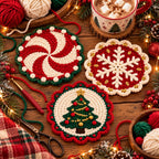 Crochet Holly Christmas Coaster